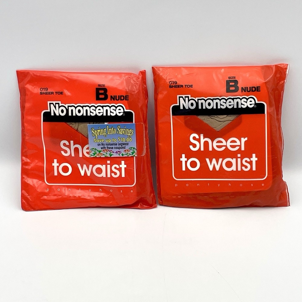 Vintage 1990s No Nonsense Sheer To Waist Pantyhose Size B Nude NOS Lot Of 2